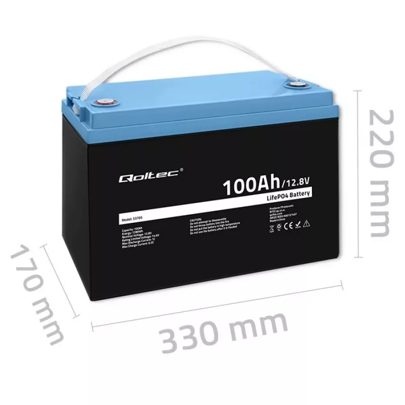 Qoltec 53705 Akumulator litowo-żelazowo-fosforanowy 100 Ah 12,8 V