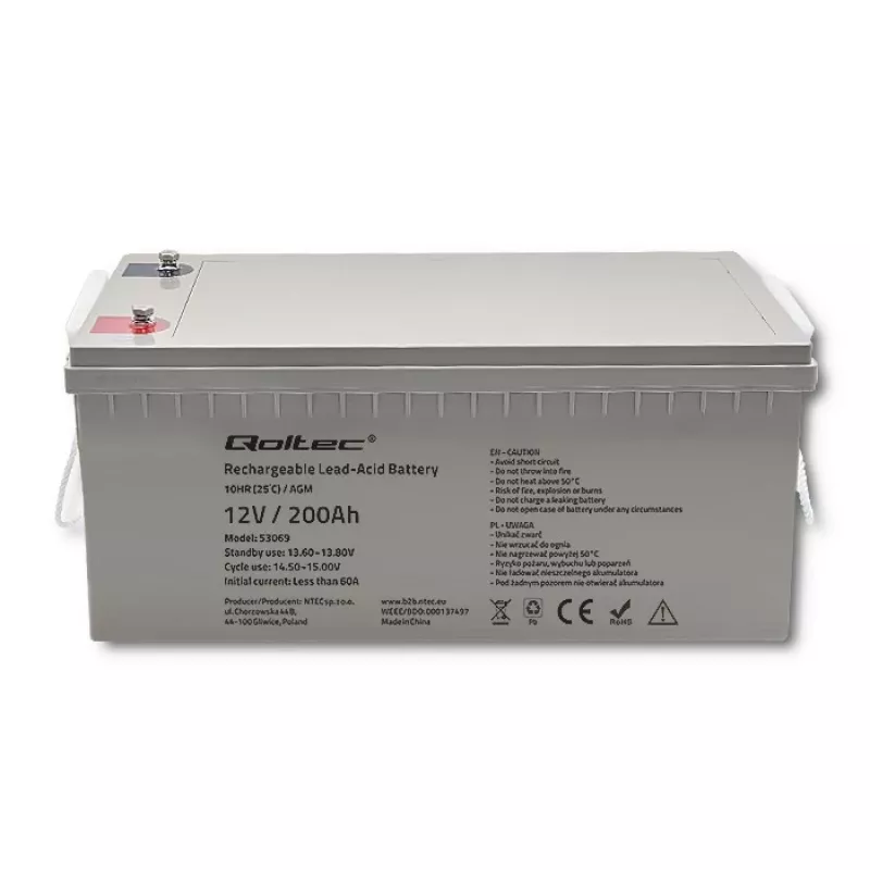 Akumulator AGM QOLTEC 53069 12V 200Ah do zasilania awaryjnego i systemów UPS