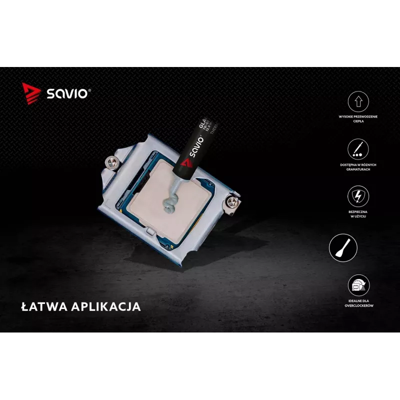 Pasta termoprzewodząca SAVIO TG-03 13,5 W/m·K, 2 g — związek termoprzewodzący