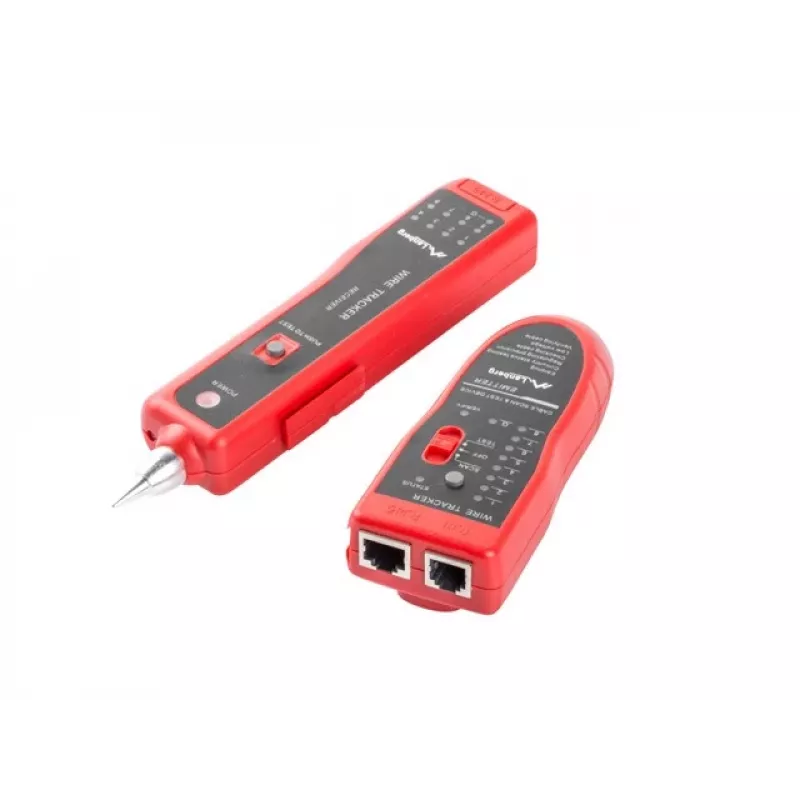 LANBERG tester sieciowy NT-0501 — obsługa RJ-11/RJ-12/RJ-45, maks. długość 250 m, wbudowana bateria, wskaźniki LED, czarny