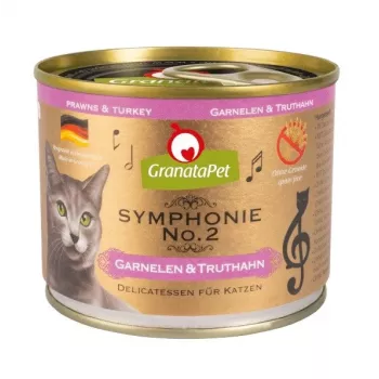 Mokra karma dla kota Fox4Pets Symphonie No.2 Krewetki i indyk 200 g, pełnoporcjowa karma dla dorosłych kotów, białko 11%, tłuszcz 5,7%, wilgotność 80%