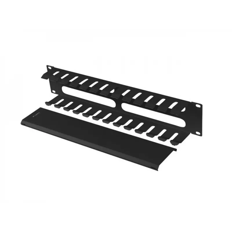 Organizator kabli do montażu w szafie rack 19 cali 2U LANBERG AK-1705-B, czarny
