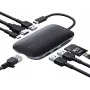 Stacja dokująca do laptopa AUKEY CB-C71 — 3x USB‑C (USB 3.2 Gen1), HDMI, RJ‑45, MicroSD, USB PD 100 W, kabel 0,15 m, czarna