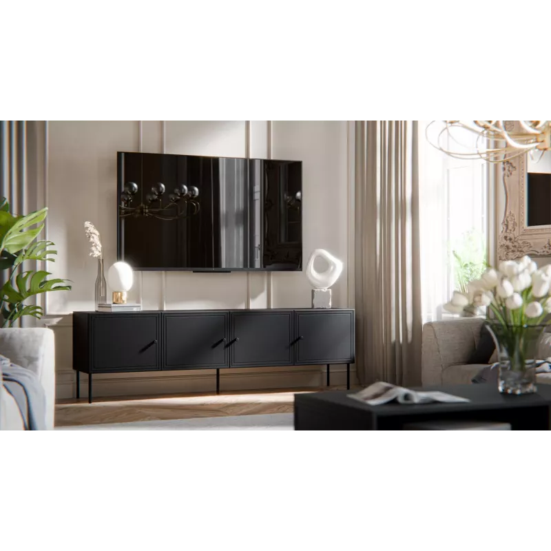 Cama 4D szafka RTV PALAZZO BIS 201x40x60 czarny matowy