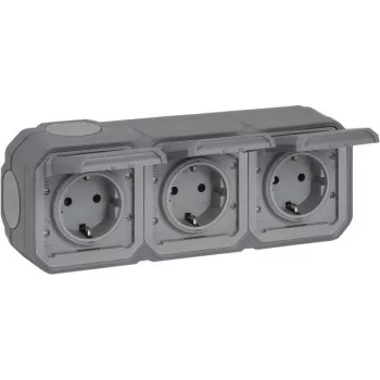 Legrand Plexo nowy APWG 069743L Gniazdo Schuko 3-krotne IP44 Szare 5 (069743L)