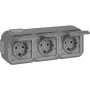 Legrand Plexo nowy APWG 069743L Gniazdo Schuko 3-krotne IP44 Szare 5 (069743L)