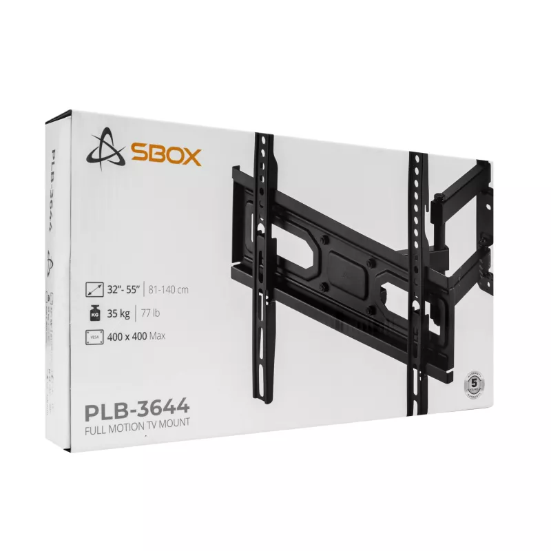 Uchwyt ścienny do telewizora SBOX PLB-3644-2 dla telewizorów 32–55 cali, do 35 kg, VESA 400x400