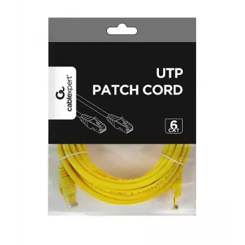 Kabel sieciowy GEMBIRD PP6U-5M/Y — Cat6 U/UTP, RJ-45 na RJ-45, 5 m, żółty