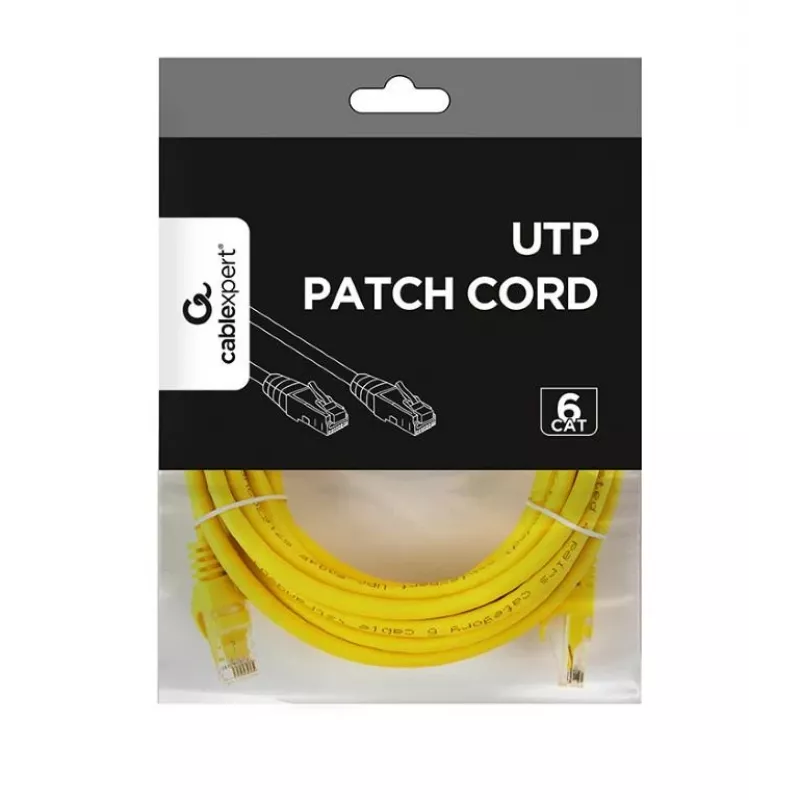 Kabel sieciowy GEMBIRD PP6U-5M/Y — Cat6 U/UTP, RJ-45 na RJ-45, 5 m, żółty