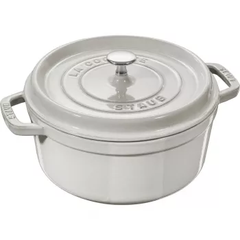 Okrągły garnek żeliwny Staub 1,7 l biały Truffle, emaliowana cocotte na kuchenkę i do piekarnika