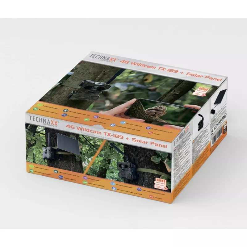 Technaxx 4G Wildcam TX-189 Kamera Zewnętrzna 4MP CMOS Panel Słoneczny