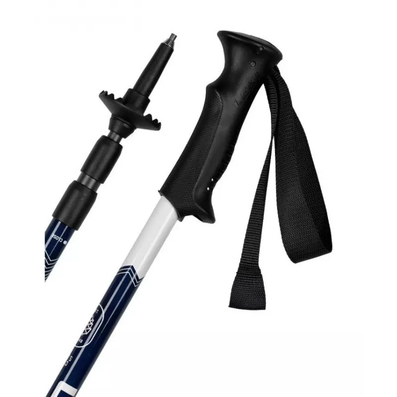 Kijki trekkingowe Leki EAGLE niebiesko-białe regulowane aluminiowe 3-segmentowe 110–145 cm, 270 g