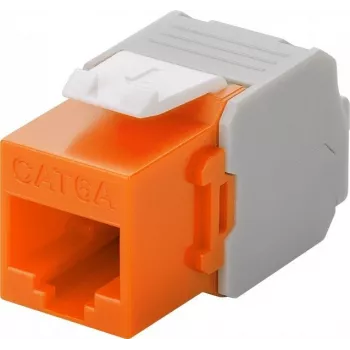 Wentronic Goobay CAT 6a KeyStone RJ45 Jack, nieekranowane, 500MHz, pomarańczowo-białe (90690)