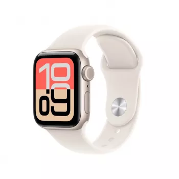 Apple Watch SE (3. generacji) SE 3 GPS + Cellular 40mm Koperta ze stali nierdzewnej w kolorze Starlight z paskiem Sport Band w kolorze Starlight – S/M