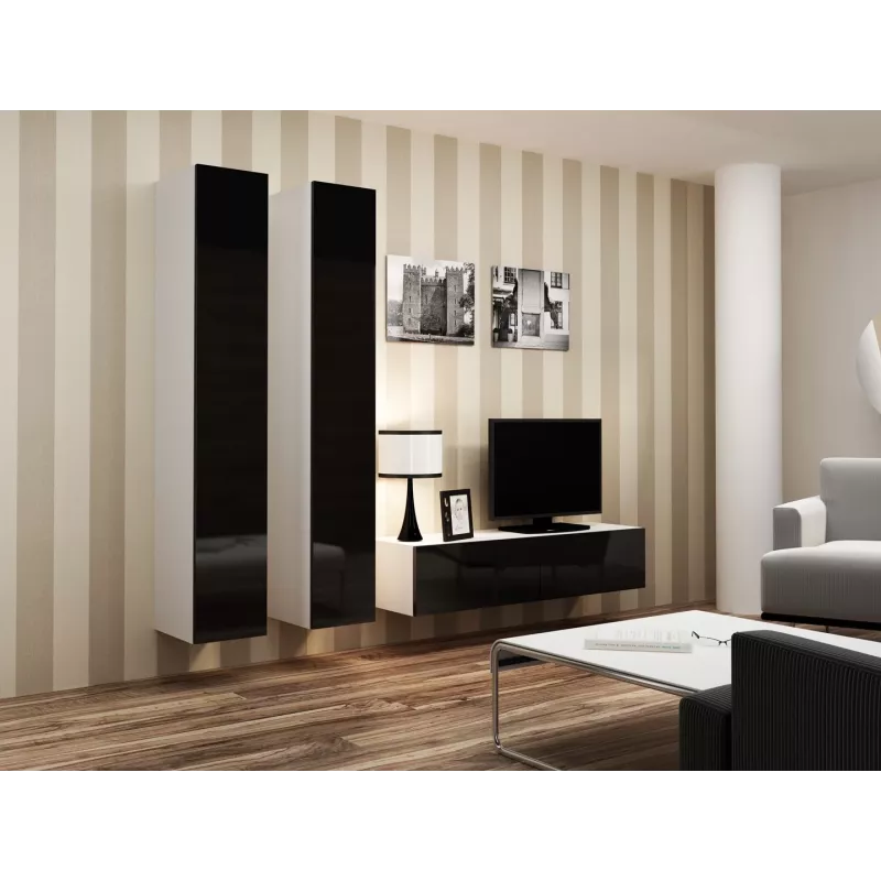 Cama pełna Szafka VIGO '180' 180/40/30 biały/czarny połysk