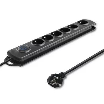Listwa przeciwprzepięciowa Qoltec 50112 Czarna 6 gniazd AC 230V 3m