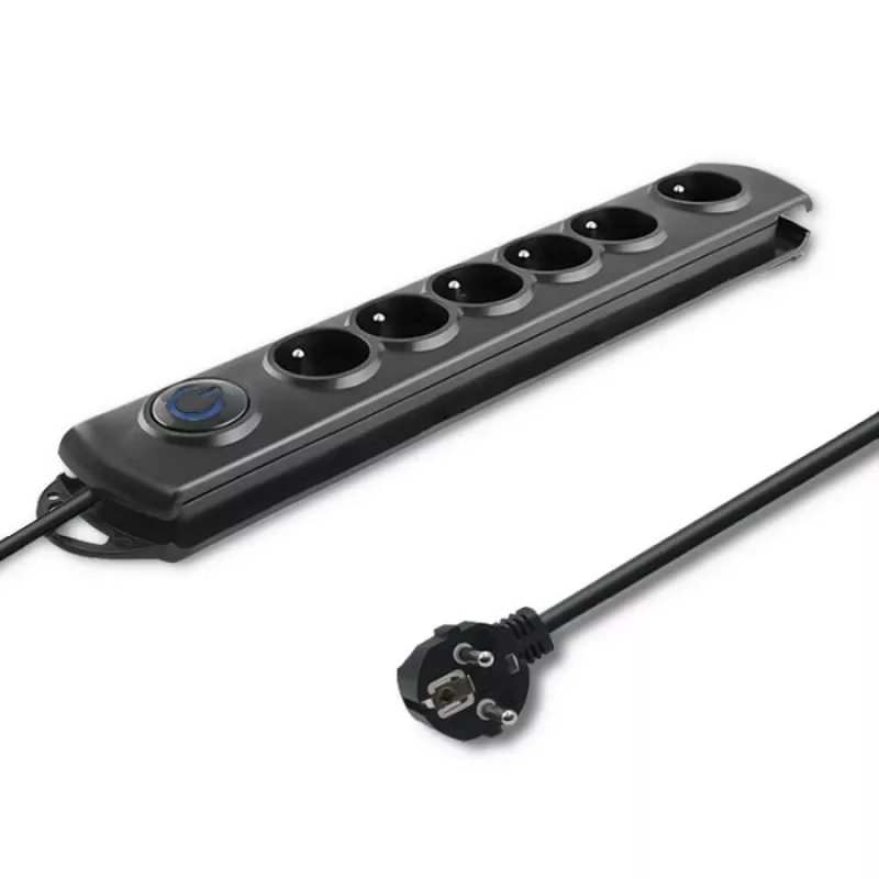 Listwa przeciwprzepięciowa Qoltec 50112 Czarna 6 gniazd AC 230V 3m