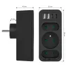 Rozgałęźnik zasilania MACLEAN MCE248 F/B — 3 gniazda AC (1x16A, 2x6A) i 4 porty USB (2xUSB‑A, 2xUSB‑C PD 20W), wtyczka EU, czarny