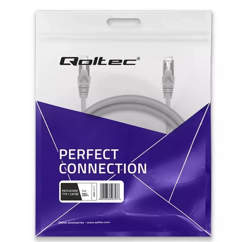 Kabel krosowy QOLTEC 54529 2xRJ45 CAT5e 5m Czarny