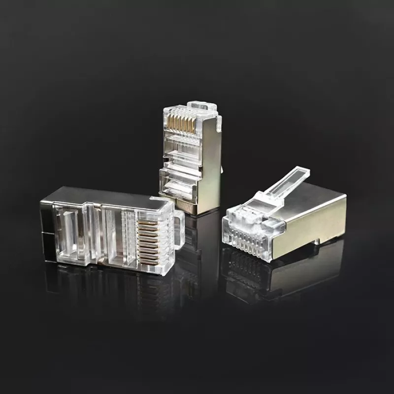 Złącze modularne RJ45 QOLTEC 54556 CAT6 FTP, srebrne, 18×22×11 mm, opakowanie 100 szt.