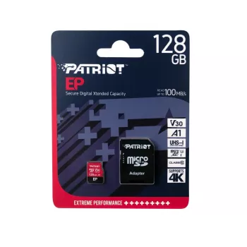 Karta pamięci microSDXC PATRIOT 128 GB Class 10 U3 V30, odczyt 100 MB/s, zapis 80 MB/s, microSDXC