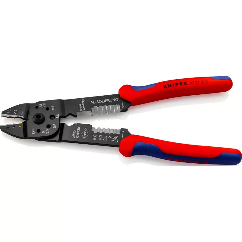 Knipex 97 21 215 Zaciskarka do kabli Narzędzie do zaciskania Czarny, niebieski, czerwony