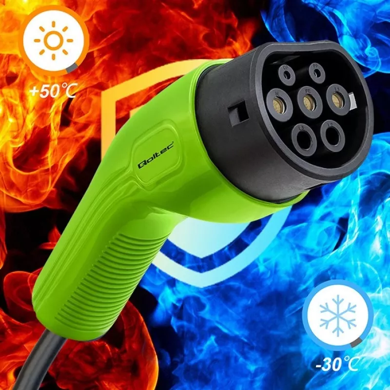 Qoltec 52473 Kabel EV Type 2 do ładowania samochodu | 400V | 11kW | 16A | 5m