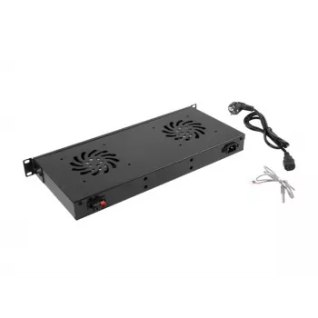 Panel wentylatora LANBERG AK-1502-B, 1U rack, 2 wentylatory, 230V, 38W, 483×44.5×192 mm, czarny
