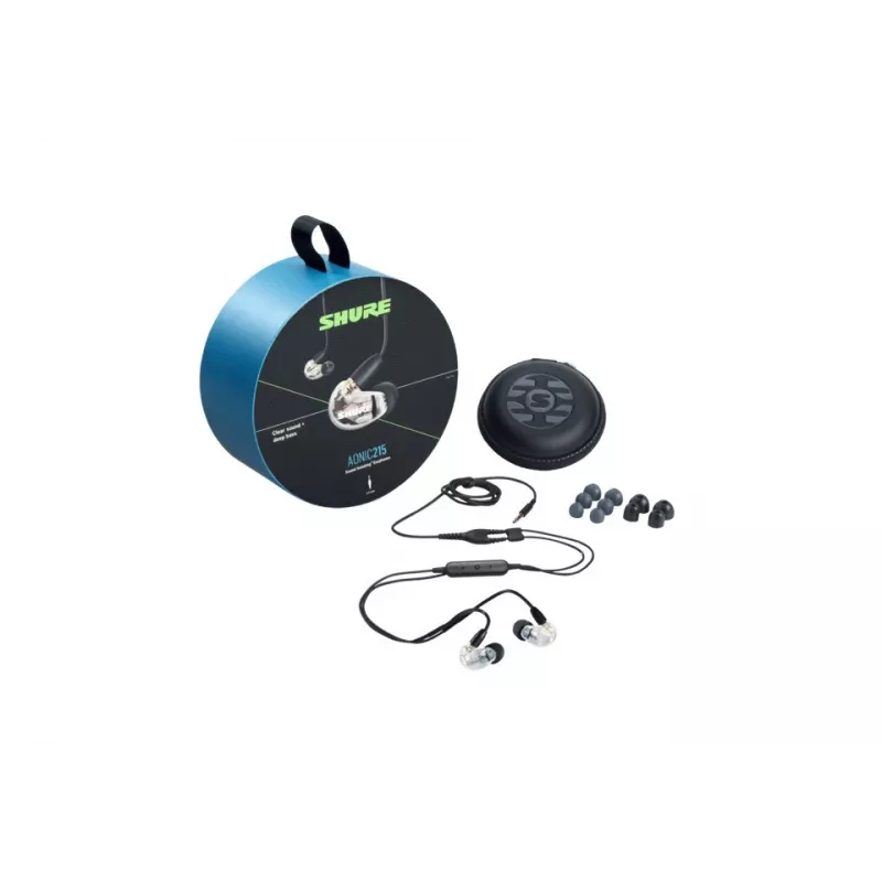Shure AONIC 215 - słuchawki douszne z pojedynczym przetwornikiem i kablem 3,5 mm (przezroczyste)