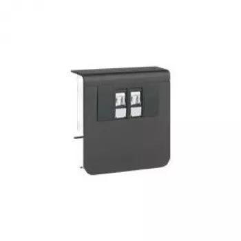 Hager Tehalit SL Uchwyt urządzenia SL20080, Gniazdo danych Kat.6, 2-krotne, grafitowa czerń, RAL 9011 2-krotne RJ45, Kat.6, UAE WE (8/8), Materiał: PC/ABS bezhalogenowy (SL200809079011)