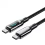 Vention bawełniany pleciony kabel USB 2.0 C męski na C męski 5A z wyświetlaczem LED 1,2 m czarny stop cynku typ