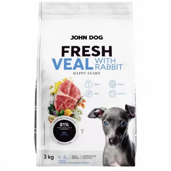 Sucha karma dla psa John Dog Puppy Fresh Veal with Rabbit 3 kg