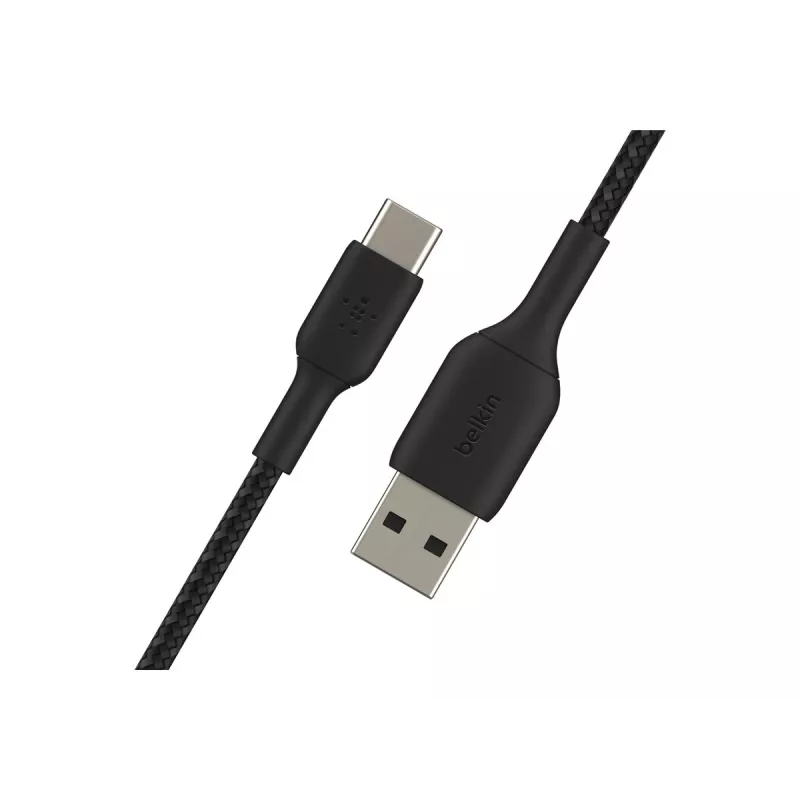 Kabel pleciony USB-C USB-A 15 cm Czarny