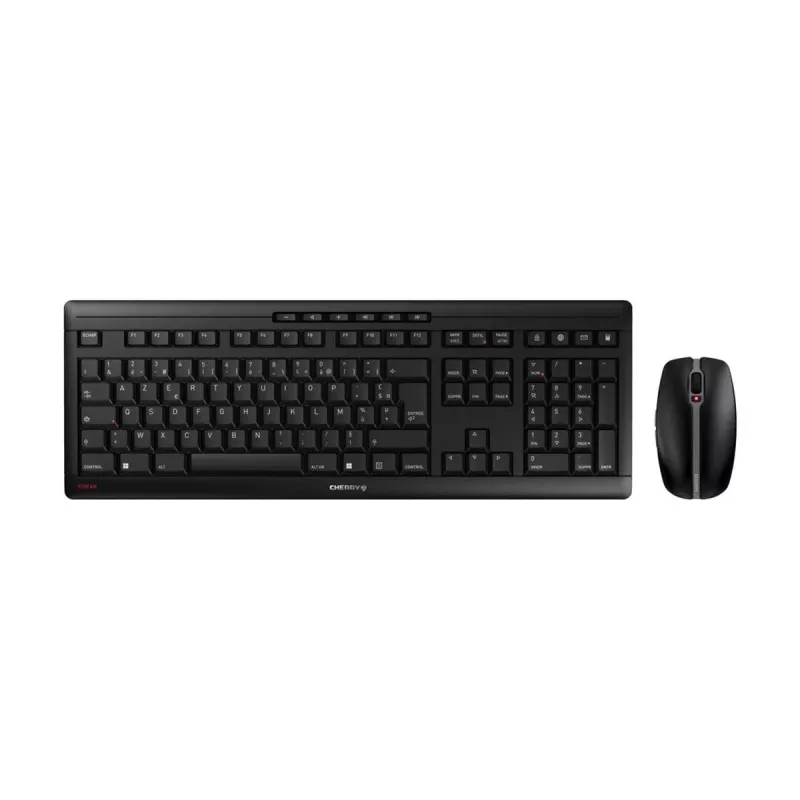 CHERRY Stream Desktop Klawiatura z myszą Biuro RF Bezprzewodowy AZERTY Francuski Czarny