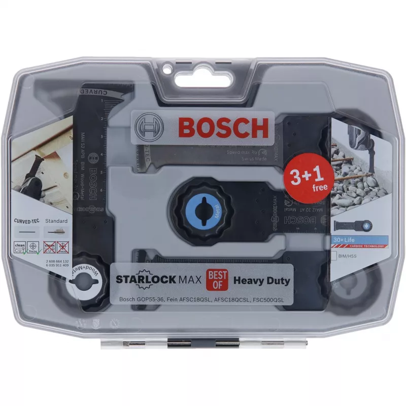 Bosch Starlock Best of Heavy Duty Sets, 4-częściowy, Zestaw ostrzy, Metal, Drewno, Czarny, Pudełko