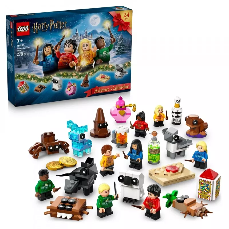 Zabawka konstrukcyjna LEGO Harry Potter Kalendarz adwentowy 2025 zestaw 76456 — 278 elementów, 8 minifigurek, wiek 7+