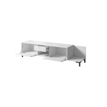 Szafka RTV Cama Meble MARMO 2D1S1K, 195x40x47,5 cm, biała mat/top marmur biały