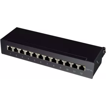 Logilink Panel krosowy biurko/ściana Cat.6A STP 12 portów, czarny (NP0019B)