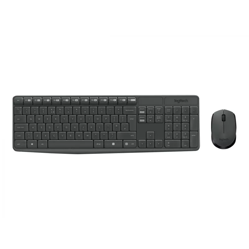Logitech MK235 Trwały bezprzewodowy zestaw klawiatury i myszy w kolorze szarym