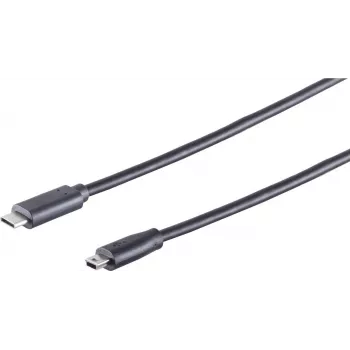 Kabel USB S/CONN 77144-1.8 1,8 m USB C Mini-USB B Czarny