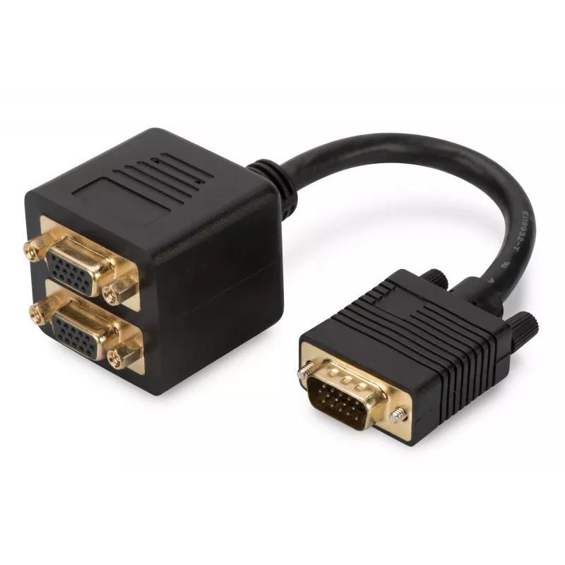 Rozdzielacz Y VGA Digitus AK-310400-002-S HD15 na 2x HD15, 0,2 m, czarny