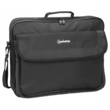Torba na laptopa Manhattan Cambridge 17,3 inch, konstrukcja clamshell, czarna, NISKOKOSZTOWA, kieszeń na akcesoria, kieszeń na dokumenty z tyłu, pasek na ramię (odpinany), odpowiednik Targus CN418EU, futerał na notebook, trzyletnia gwarancja