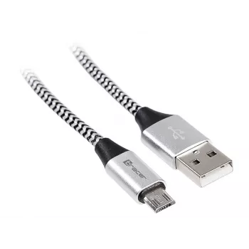 Kabel USB Tracer TRAKBK46928 1m USB A Micro-USB B Czarny Srebrny