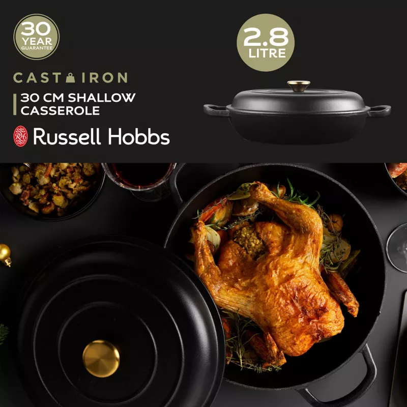 Żeliwny garnek Russell Hobbs RH02525BEU7 30 cm, czarny