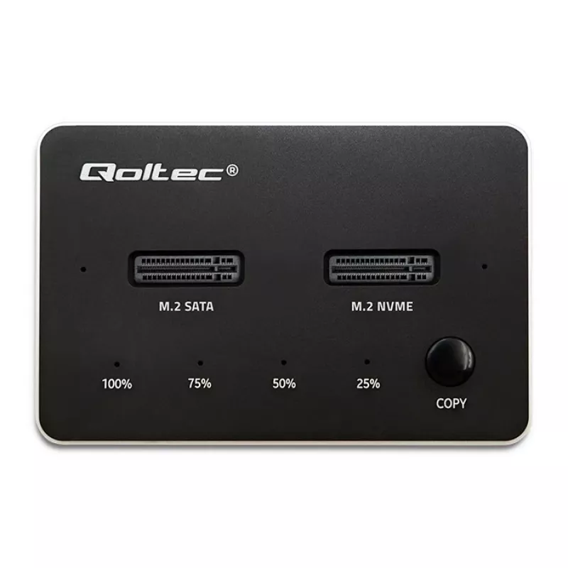 Qoltec 52274 Stacja dokująca do dysków M.2 SSD | NVMe | SATA | USB-C | DUAL 2 x 2TB