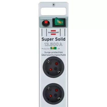 Listwa zasilająca Super-Solid 8-gniazdowa (srebrna, 2,5 Meter, 13.500A ochrona przeciwprzepięciowa)