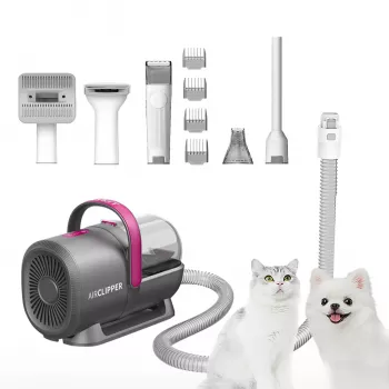 PETKIT DT5-EU Odkurzacz i maszynka do strzyżenia włosów dla kotów i psów, czarno-fioletowy