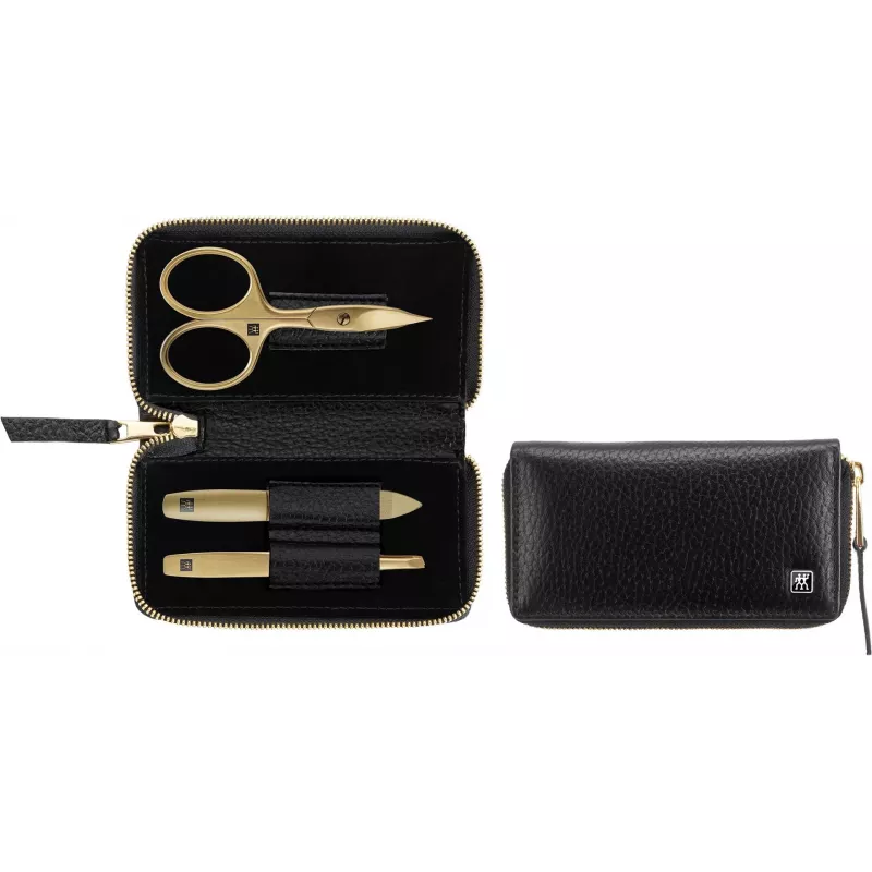Zestaw do manikiuru ZWILLING Twinox Gold Edition 97747-004-0 — 3-częściowy w czarnym etui skórzanym