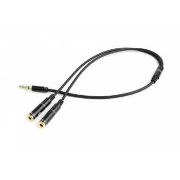 Adapter audio Gembird CCA-417M 2×3,5 mm męski na 3,5 mm żeński, 0,2 m, czarny