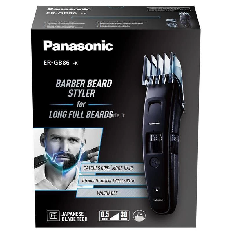 Panasonic | Trymer do brody | ER-GB86-K503 | Bezprzewodowy | Liczba stopni długości 57 | Regulacja co 0,5 mm | Czarny